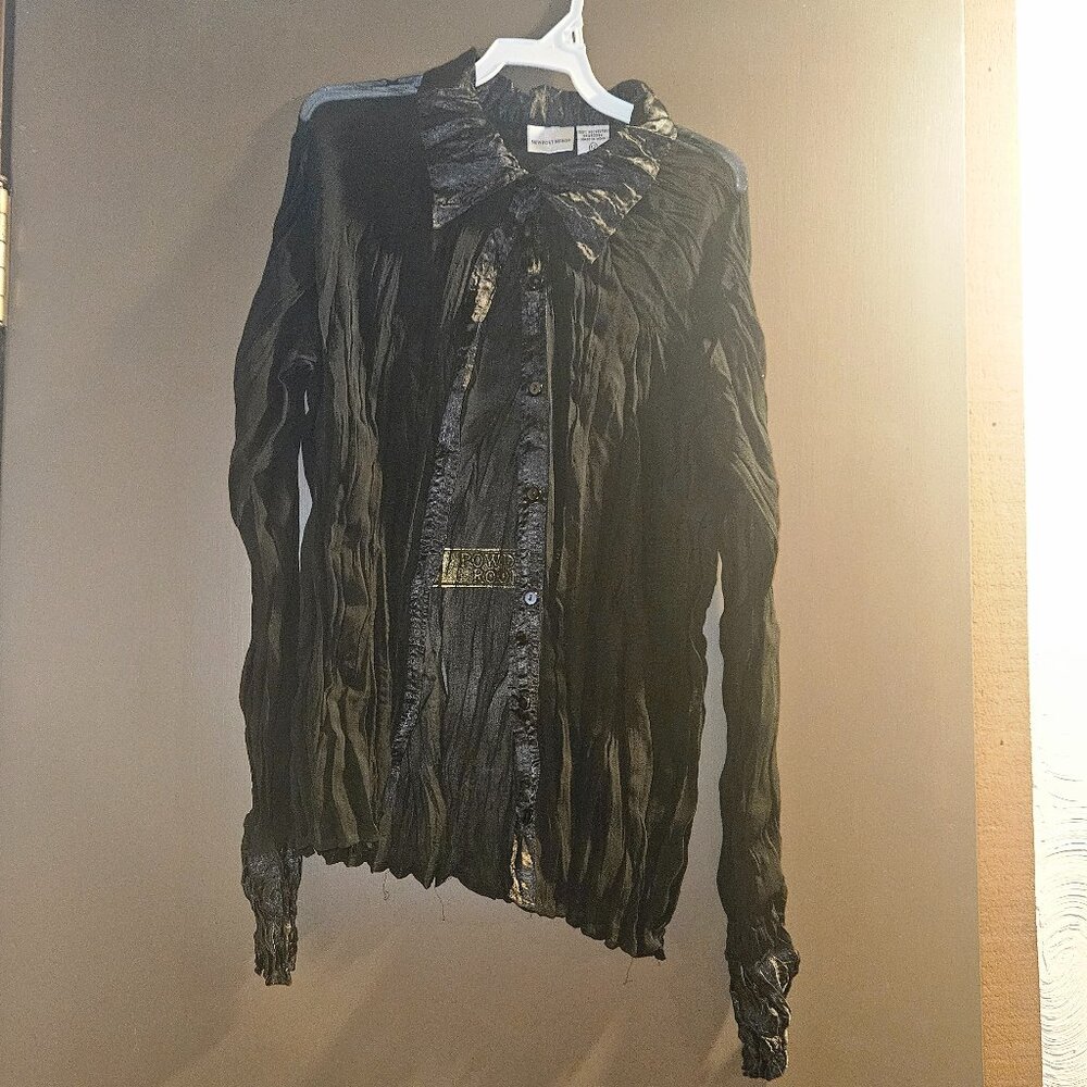 Newport News Black Shear Button down Top - Size 12